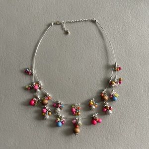 Mixed Multi-Colored Bead Charm Illusion Necklace